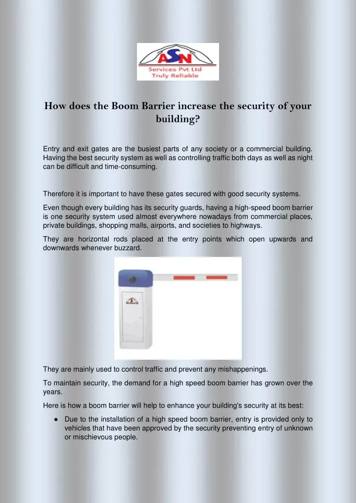how does the boom barrier increase the security