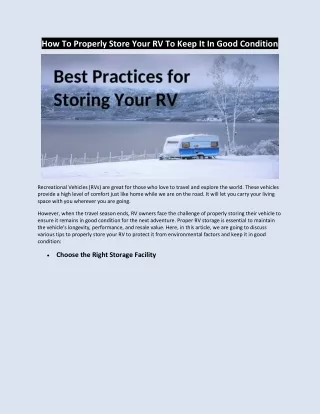 How To Properly Store Your RV To Keep It In Good Condition