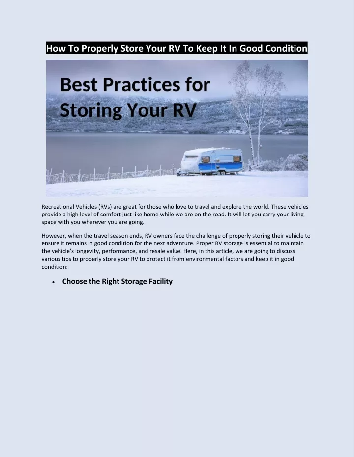 how to properly store your rv to keep it in good