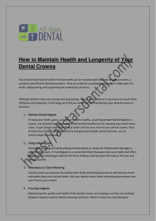 How to Maintain Health and Longevity of Your Dental Crowns