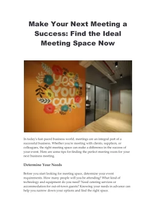 Make Your Next Meeting a Success Find the Ideal Meeting Space Now
