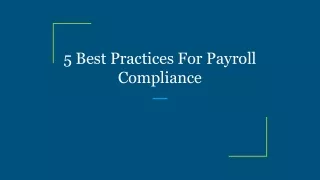 5 best practices for payroll compliance