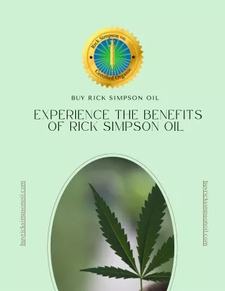 Experience the Benefits of Rick Simpson Oil