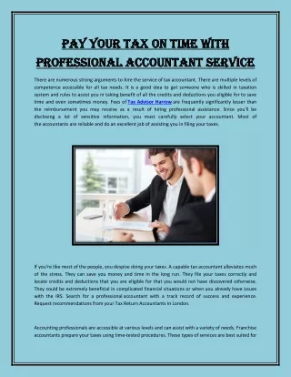 Pay Your Tax on Time with Professional Accountant Service