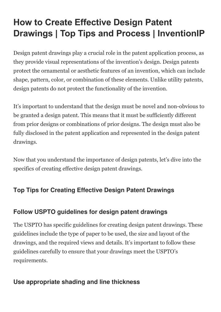 how to create effective design patent drawings