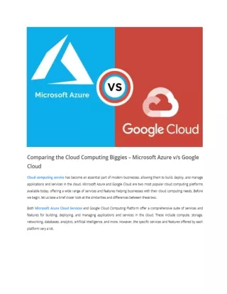 Comparing the Cloud Computing Biggies – Microsoft Azure vs Google Cloud