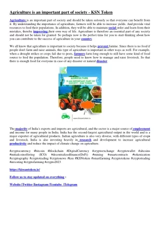 agriculture is an important part of society