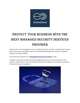 Protect your Business with the Best Managed Security Services Provider