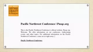 Pacific Northwest Conference | Pnsqc.org