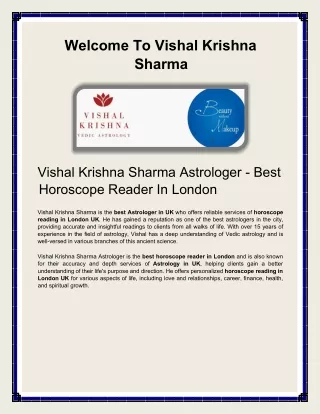 Vishal Krishna Sharma Astrologer - Best Horoscope Reader In London (1)