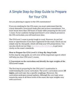 A Simple Step-by-Step Guide to Prepare for Your CFA