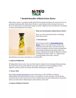 7 Health Benefits of Black Detox Water