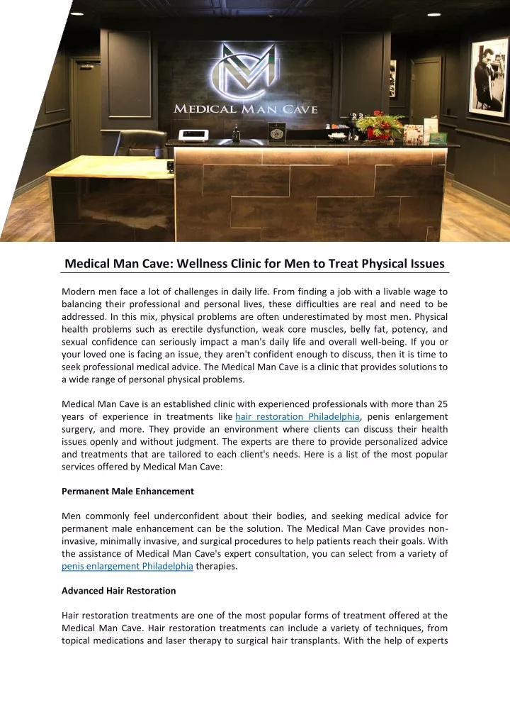 medical man cave wellness clinic for men to treat