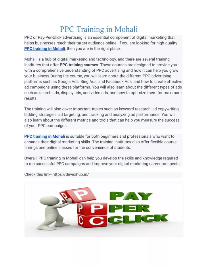ppc training in mohali ppc or pay per click