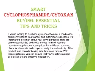 smart cyclophosphamide cytoxan buying essential tips and tricks
