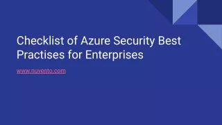 Checklist of Azure Security Best Practises for Enterprises