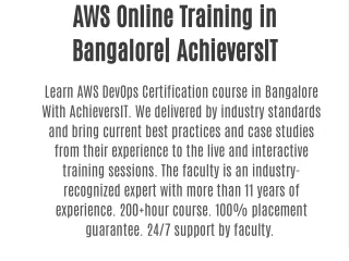 AWS Online Training in Bangalore| AchieversIT