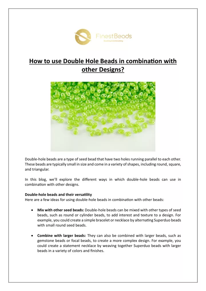 how to use double hole beads in combination with