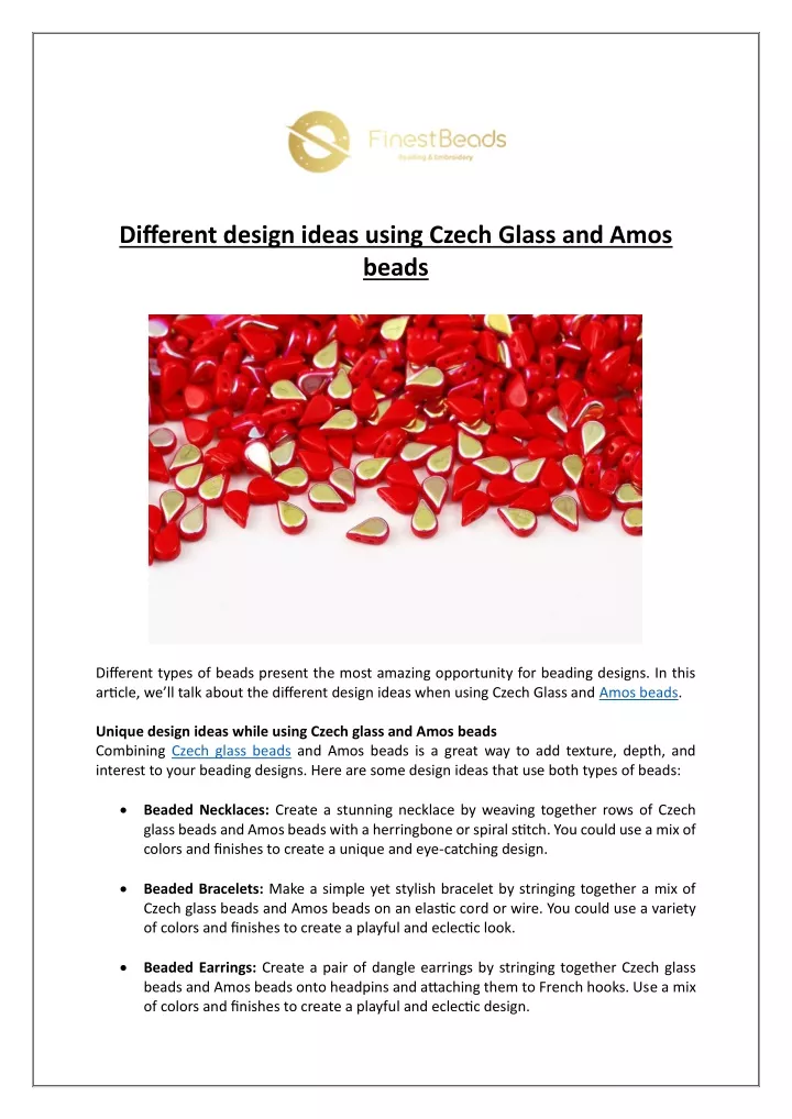 different design ideas using czech glass and amos