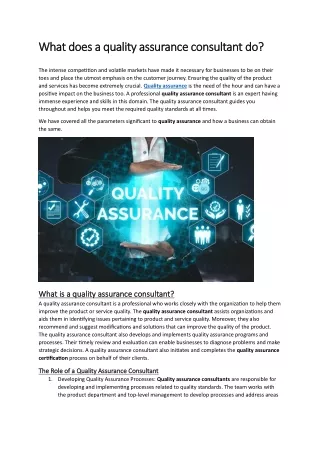 What does a quality assurance consultant do?