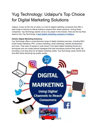 Yug Technology_ Udaipur's Top Choice for Digital Marketing Solutions