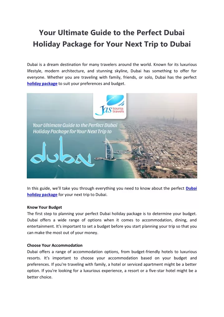 PPT Your Ultimate Guide To The Perfect Dubai Holiday Package For Your Next Trip To Dubai