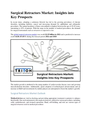 Surgical Retractors Market: Insights into Key Prospects