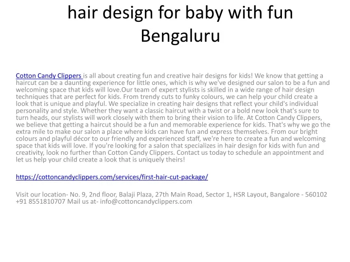 hair design for baby with fun bengaluru