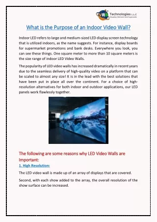 what is the purpose of an indoor video wall what