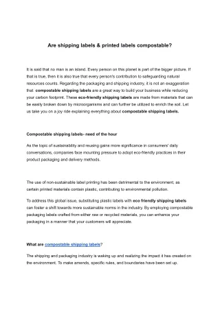 are shipping labels printed labels compostable