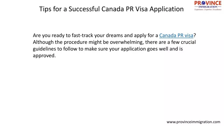 tips for a successful canada pr visa application