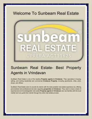 Sunbeam Real Estate- Best Property Agents in Vrindavan
