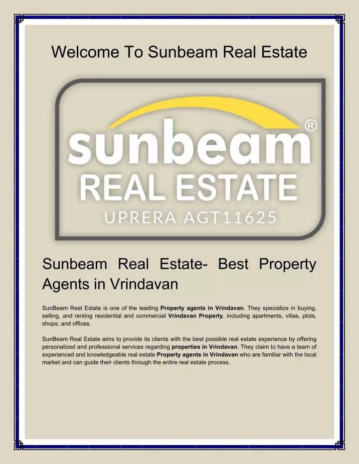 welcome to sunbeam real estate