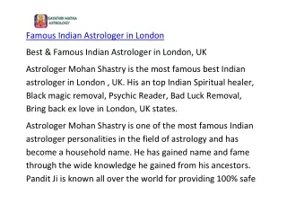 Famous Indian Astrologer in London