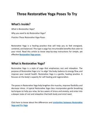 three restorative yoga poses to try