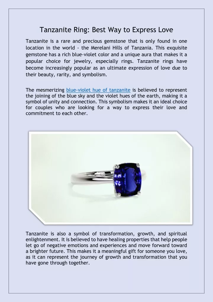 tanzanite ring best way to express love