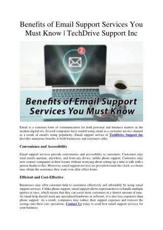 Benefits of Email Support Services You Must Know - TechDrive Support Inc