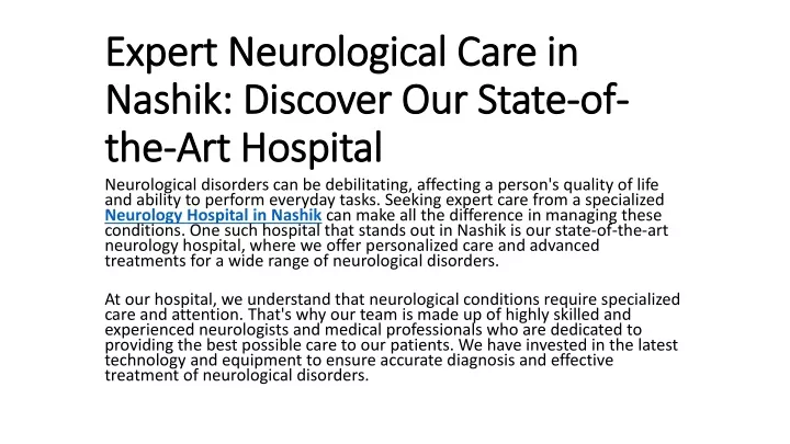 expert neurological care in nashik discover our state of the art hospital