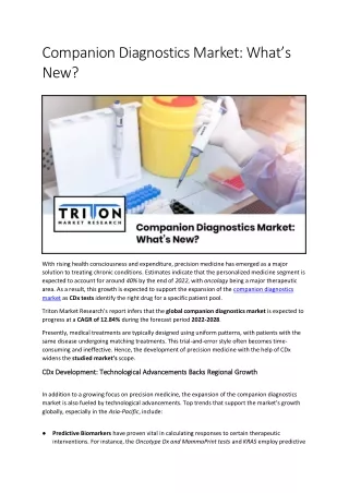 Companion Diagnostics Market: What’s New?
