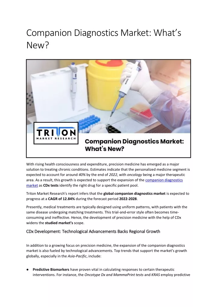 companion diagnostics market what s new