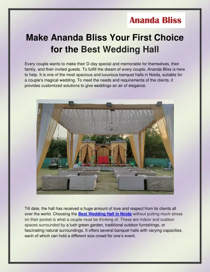 make ananda bliss your first choice for the best
