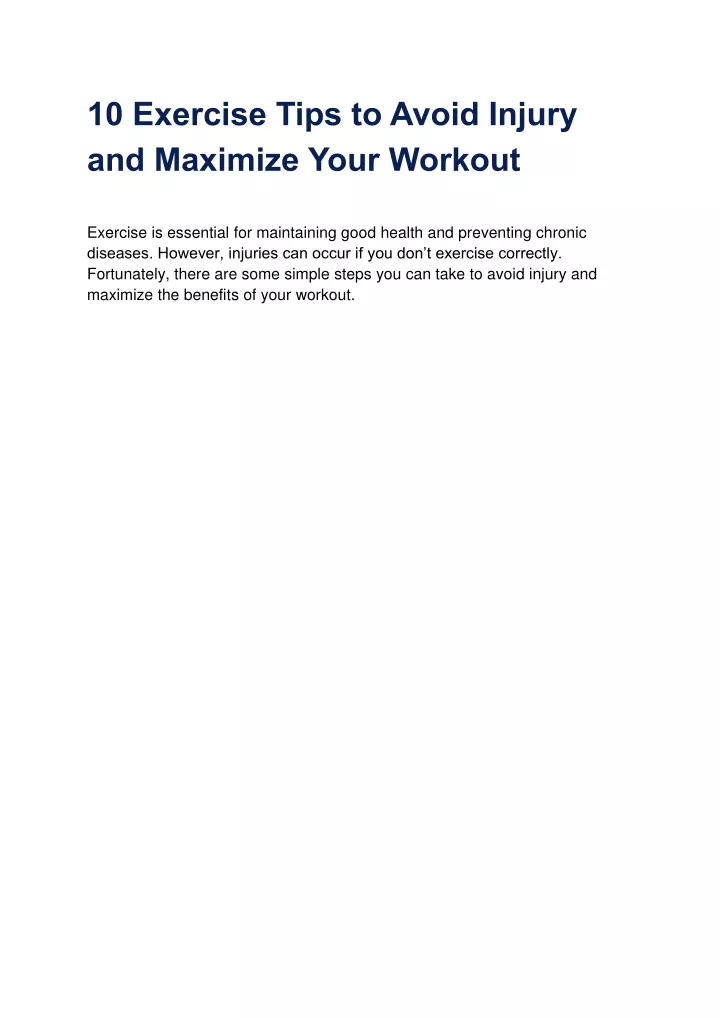 PPT - 10 Exercise Tips To Avoid Injury And Maximize Your Workout ...