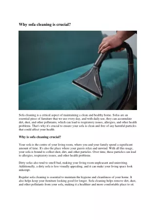 why sofa cleaning is crucial