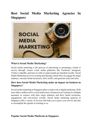 Best Social Media Marketing Agencies In Singapore