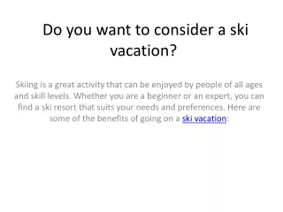 ski vacation
