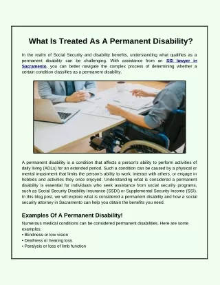 What Is Treated As A Permanent Disability?