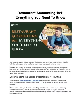 restaurant accounting 101 everything you need