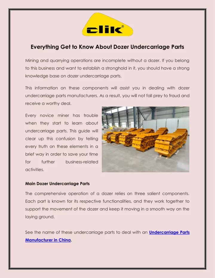 everything get to know about dozer undercarriage