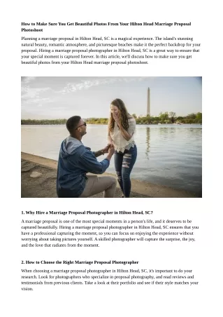 How to Make Sure You Get Beautiful Photos From Your Hilton Head Marriage Proposal Photoshoot