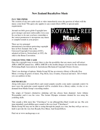 New Zealand Royaltyfree Music
